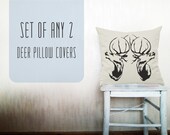 Deer pillow decorative throw pillow cover set of 2 cotton toss pillow case hand painted cushion bedding set 18x18 inches ohtteam