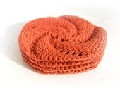 Set of 4 tawny brown (cinamon) cup coaster, doilies windmill ( or scrubbies) , home decor,  diameter 4 inch