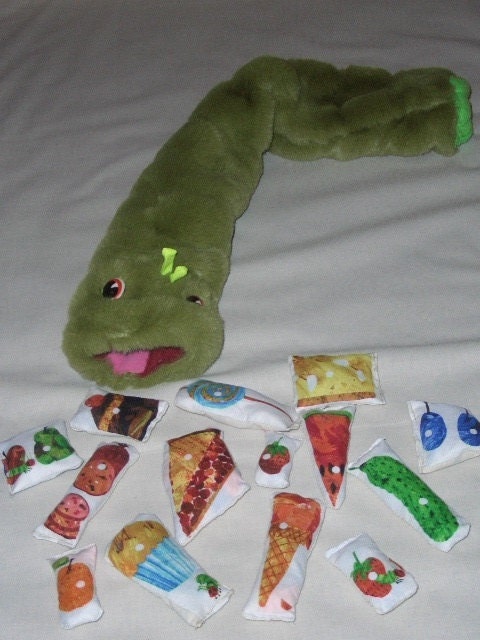 Hungry Caterpillar snake animal with plush food- Science & Digestion toy, now with dual openings