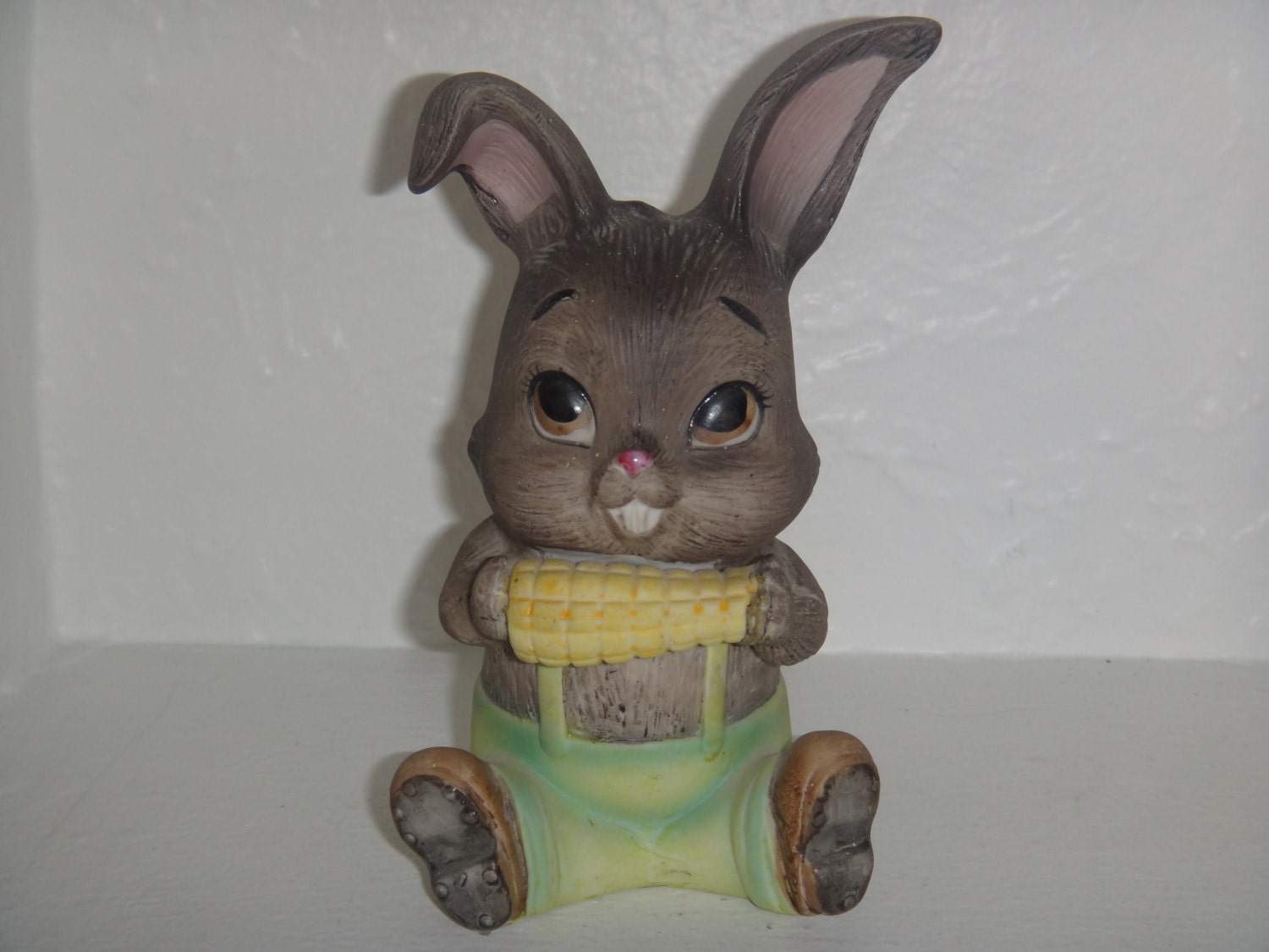 Cute Vintage Ceramic Bunny Holding Corn