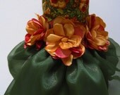 Dog or Cat Dress, Hat & Leash Set - Green, Gold, Rust For Fall