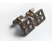 25% OFF SHOP SALE Vintage Swank Signed Cuff Links Mens Gold Tone Square Geometric Basketweave Knot Celtic Knot 1950 1940 40s 50s