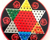 25% OFF SHOP SALE Vintage Metal Chinese Checkers Chess Checkers Game Round Tin Box Container with Marbles Ohio Arts Made in the U.S.A.