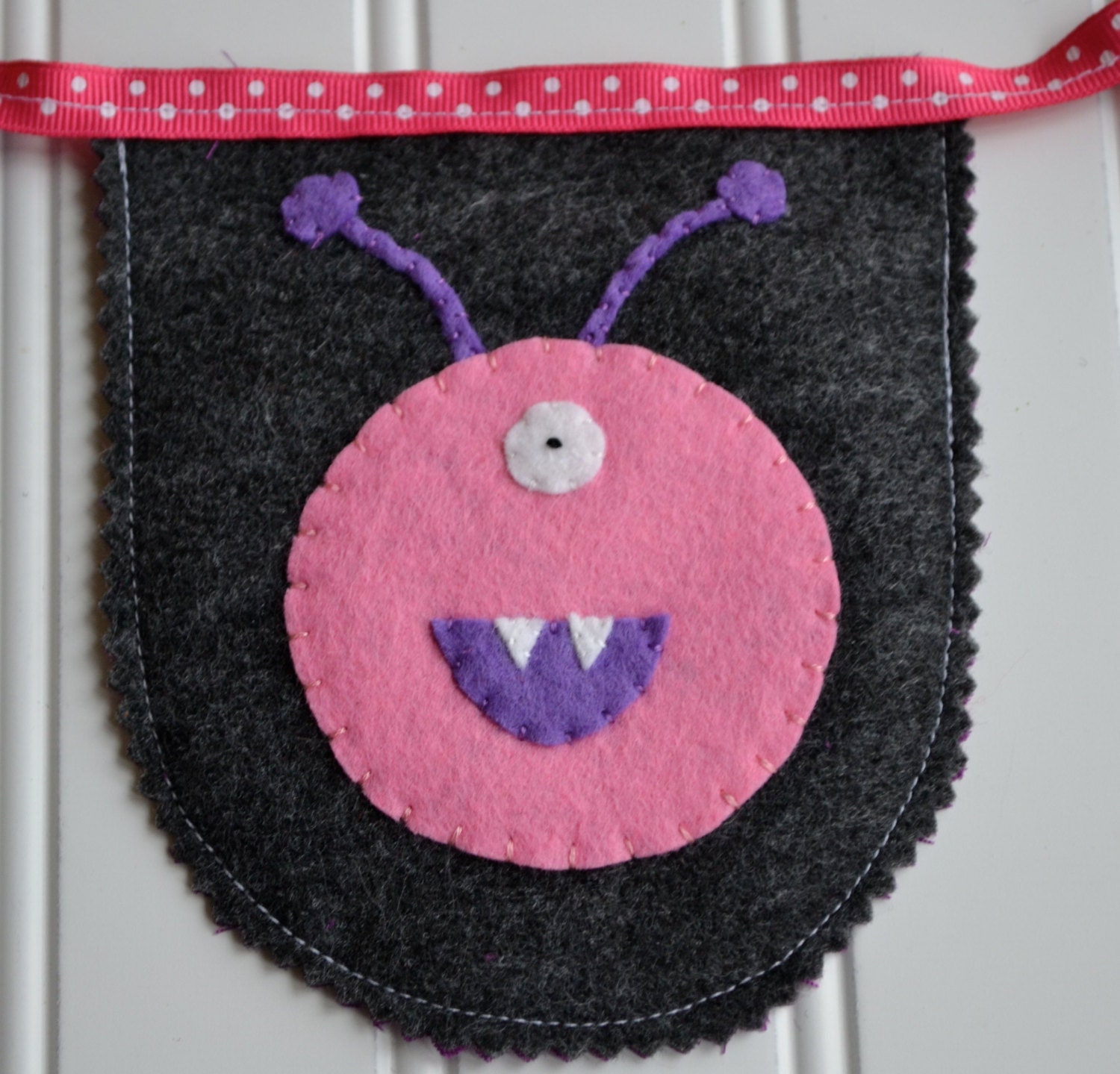 Monster Birthday Party Bunting / Banner / Garland - Wool Felt Monster Bunting