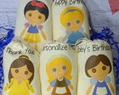 Muslin Cotton Bags Girls Birthday Party Favors Ragdoll Princess Treat or gift Bags Personalized Qty 6