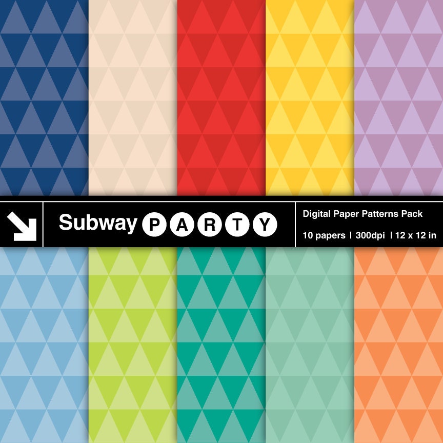 INSTANT DOWNLOAD 2013 Colors of the Year Geometric Faceted Triangle Patterns. Digital Papers Pack. Scrapbook / Wrap / Blog 12"x12" jpg.