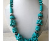 Turquoise Statement Necklace/Chunky Necklace/Bib Necklace/Bohemian Necklace/Bubble Necklace/Beaded Necklace/Beaded Jewelry