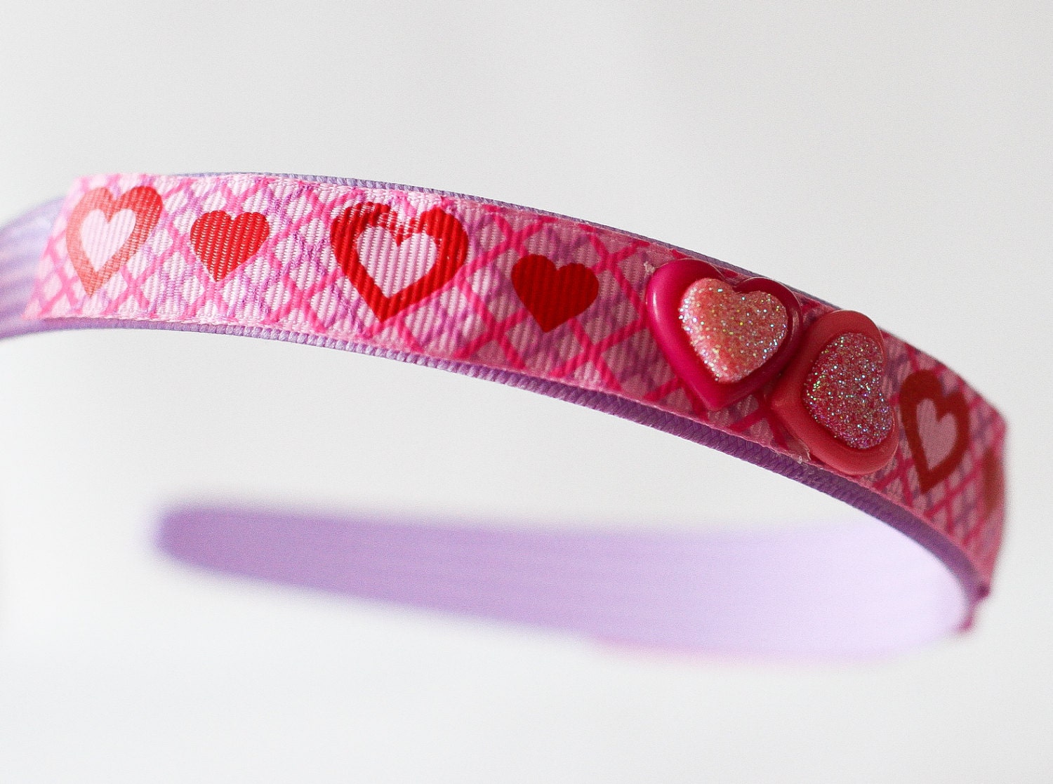 Valentine Headband, Multi Heart Headband, Lavender Headband, Pink Headband, Red Headband,