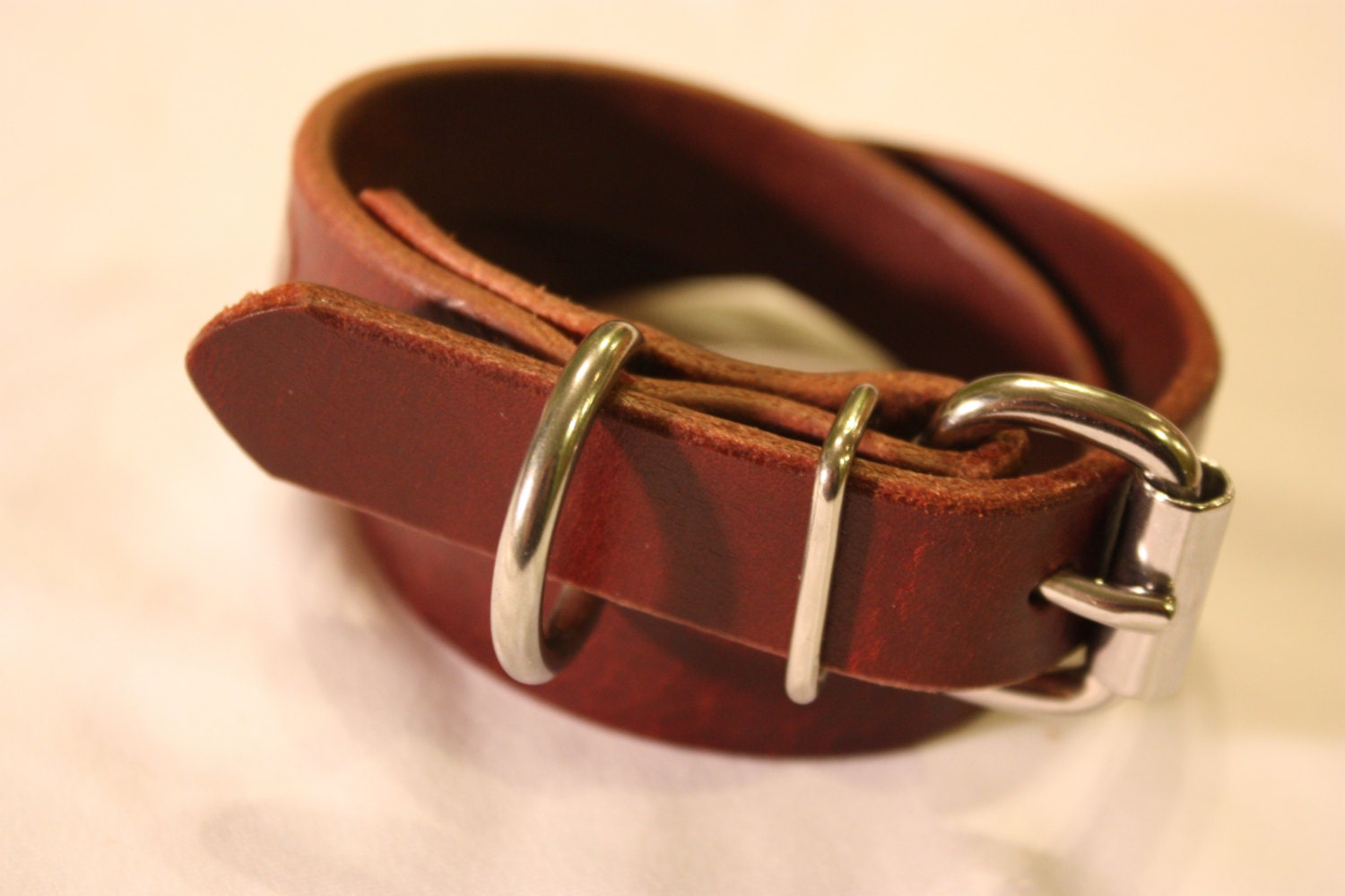 11 - 15 Inch Amish Made Leather Pet Collar for Small or Medium Dog w/ ALL Stainless Steel Hardware and heavy Top Grain cowhide belt Leather