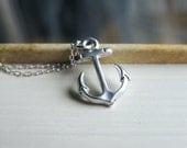 Anchor Necklace, Tiny Anchor Charm Necklace, Nautical Jewelry, Sterling Silver Chain, Silver Anchor Charm, Gift for Girl