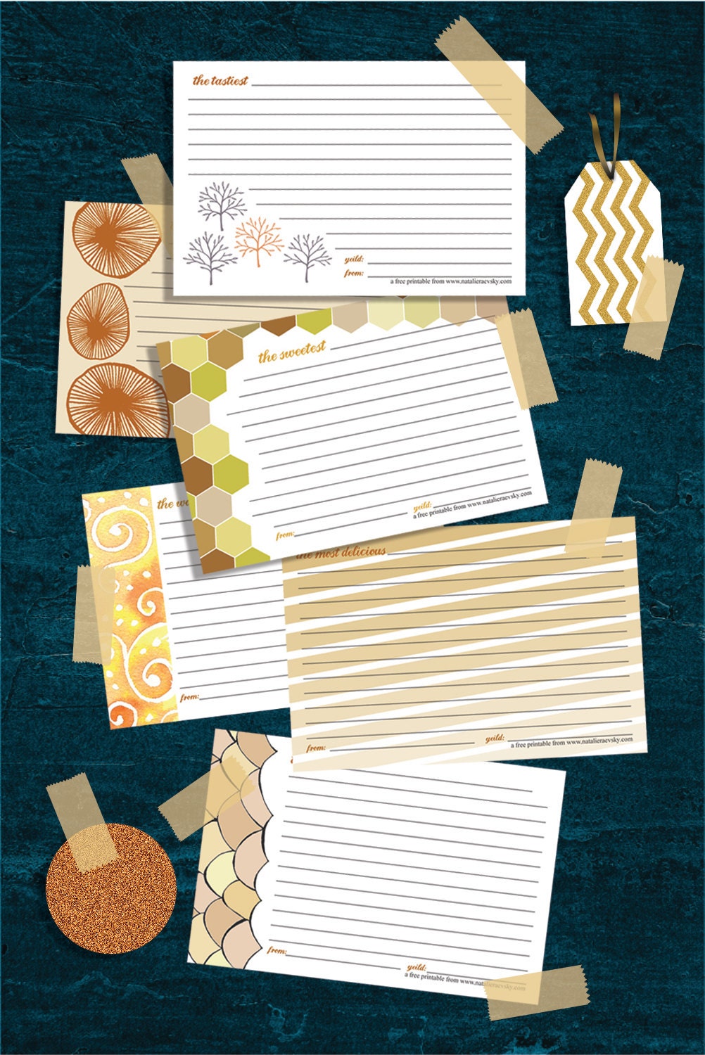 Recipe Cards - printable, fall colors, thanksgiving