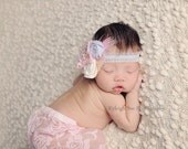 Girls Headband, Baby Headband, Lace headband, Rosette and Lace Headband, Kids Hair Accessory, Shabby Chic Headband, Handmade Headband,