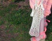 Recycled Cotton Mesh Market Tote Grocery Bag Beach Bag