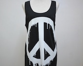 Peace Sign (Size M) : Stop The War No War t-shirt tank top Tunic Unisex Shirt Vest Women Sleeveless men Singlet Dark Gray Black T-Shirt