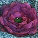 Fabric brooch Romantic pink, violet  woman brooch with green Czech glass