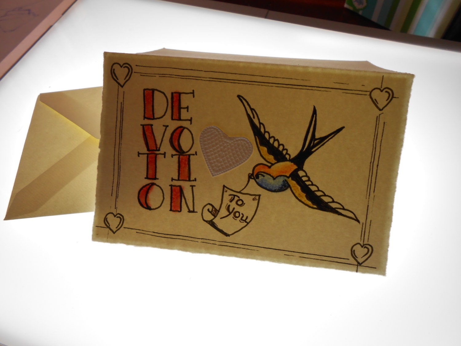 Devotion Tattoo Art Original Card Valentine's Day