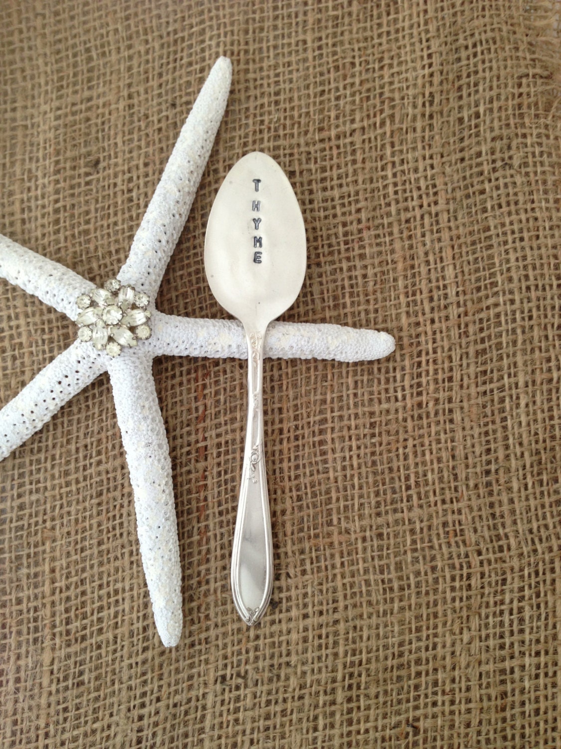 Herb Garden Marker-THYME Recycled Hand Stamped Silverplate Silverware