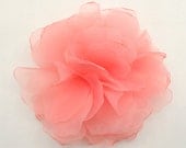 Coral 10cm Chiffon Flower Motif for Corsage Brooch Headband Wedding Bridal Hair Accessories Hat Hair Clips Handmade Annielov Flower 16