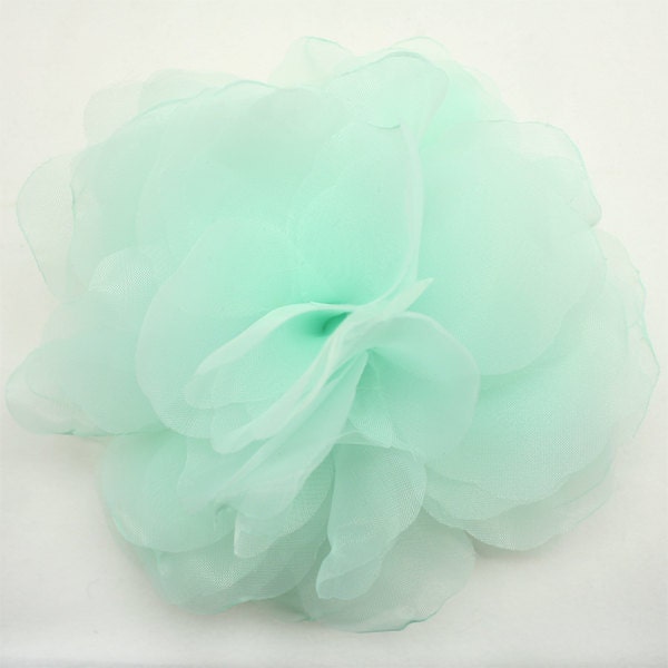Mint 13cm Chiffon Flower Motif for Corsage Brooch Headband Wedding Bridal Hair Accessories Hat Hair Clips Handmade Annielov Flower 17