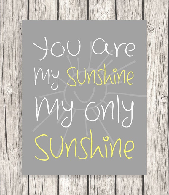 You Are My Sunshine Typography - Nursery Art Decor - Printable Digital File