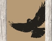Crow Digital Art - Bird Decor, Animal Picture - Graphic Wall Art, Silhouette - Home Printable Digital File