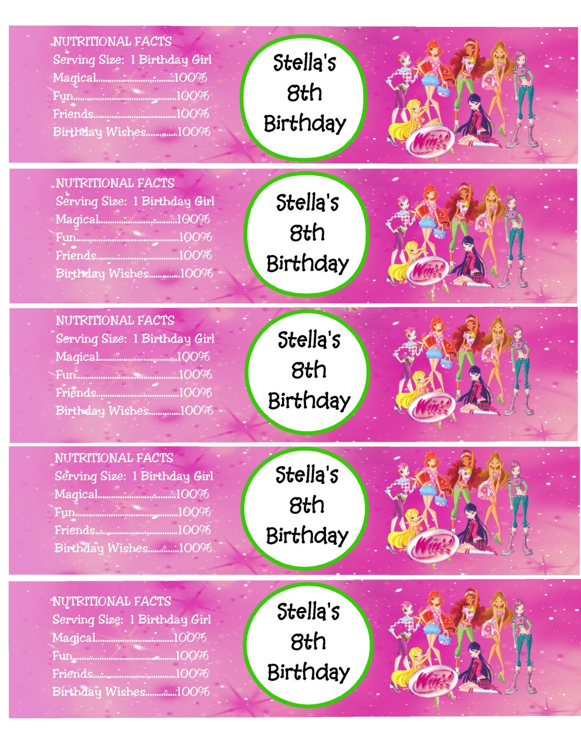Winx Club Water Bottle label Print Your Own Il_170x135
