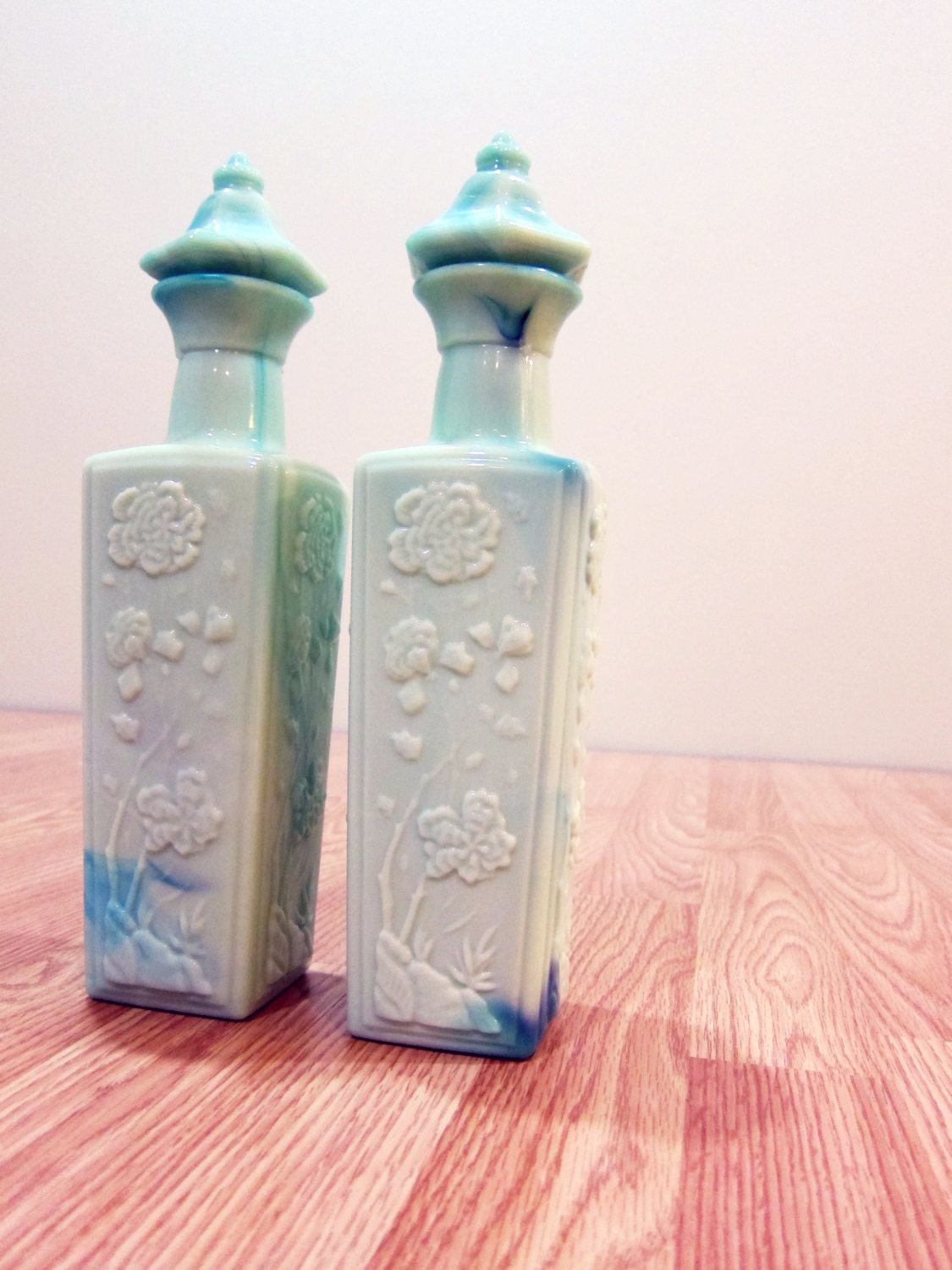 Retro milk glass decanters