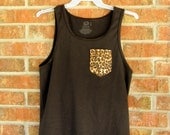 Men's Leopard Print and Black Pocket Tank