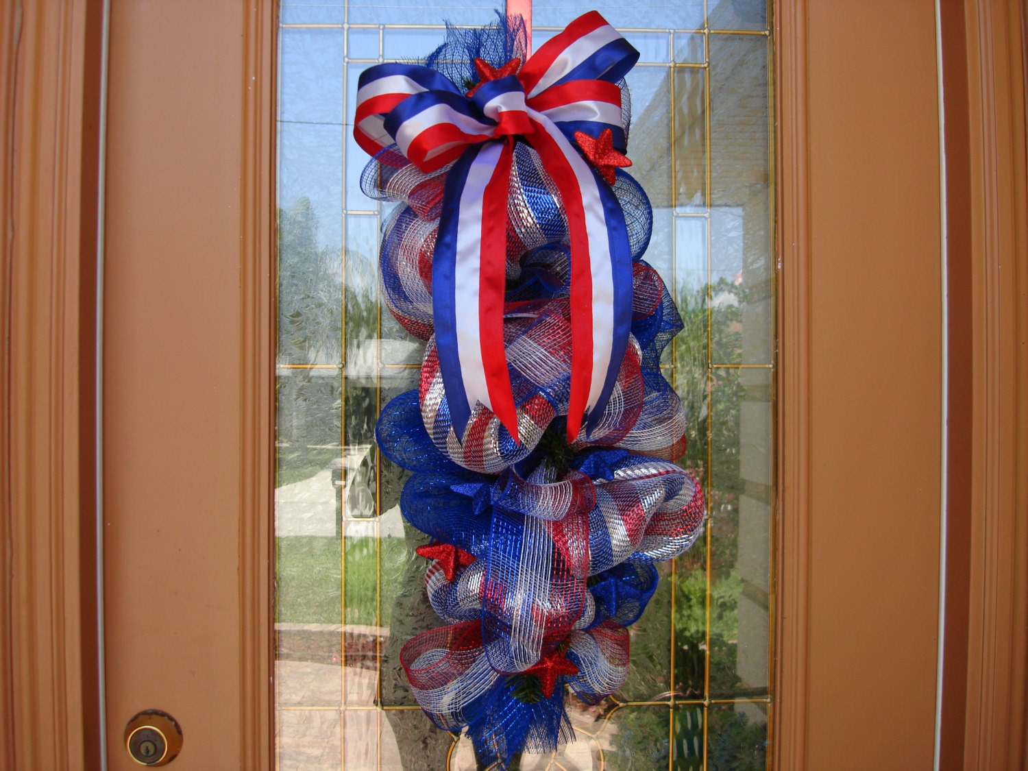 Deco Mesh Red, White and Blue Patriotic Swag