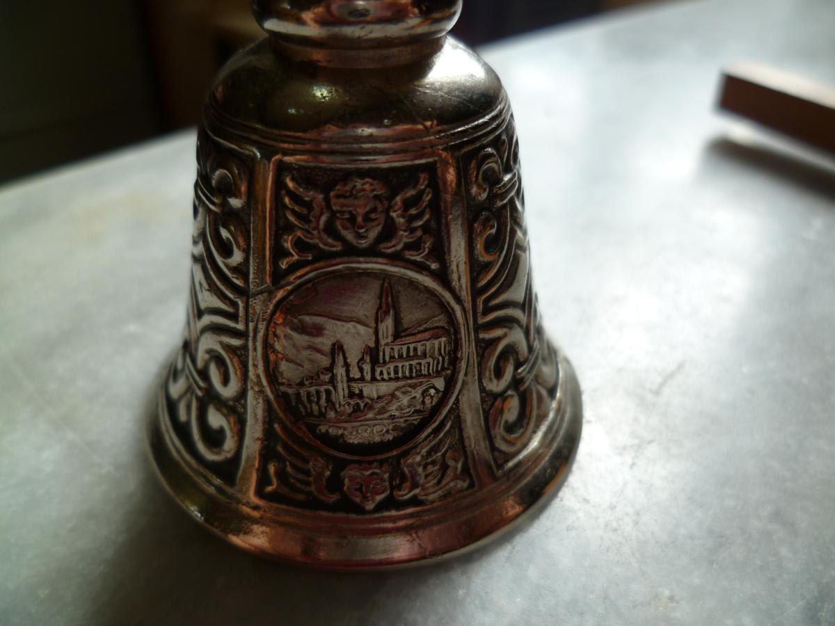 Silver souvenir of Lourdes Bell, religious bell, Virgin Mary silver bell, French vintage miniature bell - FrenchitupVintage Silver souvenir of Lourdes Bell, religious bell, Virgin Mary silver bell, French vintage miniature bell - FrenchitupVintage