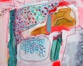 Abstract SEWN Painting/Mixed Media Painting/Original Small Painting