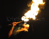 Portrait Photography Fire Photo Fire Eater Luau Hawaii Travel Photo Dramatic Flame Art Print Photograph 8x12