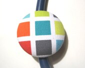 Stethoscope ID Tag for Healthcare Workers- Nurse, Doctor, Tech- Orange Blue Lime Green Grid Squares