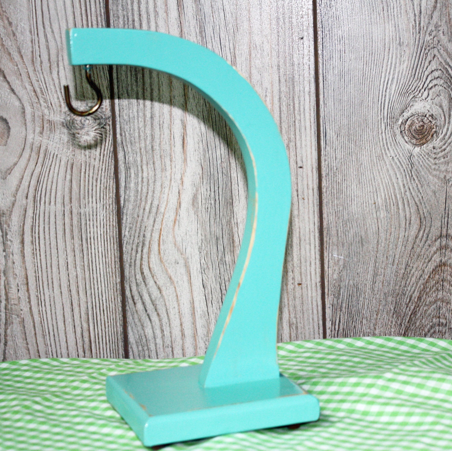 Upcycled,Shabby Chic, Vintage, Wood, Banana Holder, Stand, Teal Colored, Distressed