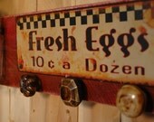Farm Fresh Eggs Kitchen wall decor with 3  knobs and 1 mason jar