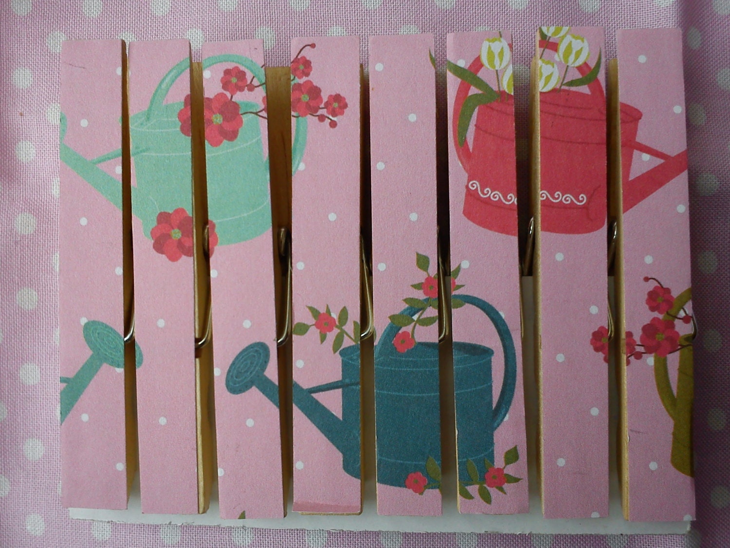 Watering can magnets clothespins pegs