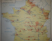 Vintage 1950s French School Poster Map of France