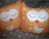 Sleepy Owl Pillows in Orange