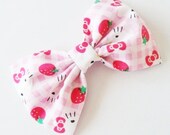 Hello Kitty Bow available with hair comb, bobby pin, hair clip, ponytail, french barrette, Kawaii Bow For Girls, Teens, and Women