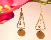 Goddess Lakshmi 22K Gold covering Dangle Earrings by Raadhe Handmade Jewelry