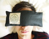 Linen eye pillow, Ganesha, yoga pillow, organic flaxseed & lavender pillow, meditation pillow, removable cover, gift for him