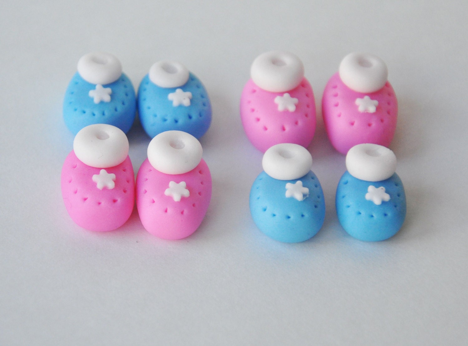 Baby Shower Cupcake/Cake Topper - Handmade Edible Fondant Cupcake Topper - baby shoes, baby booties for baby cakes - 10 pairs