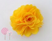 Large 3" Yellow Satin & Mesh Flower - Satin Tulle Flower for Headbands Hair Clips Brooch Pins Hair Accessories