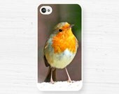 Cell phone case iphone 4 4s 5 Samsung galaxy s3 Robin bird orange brown beige animal woodland creature phone hard case cover gift