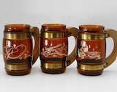 1950s Western Glass Mugs/ Beer Mugs Siesta Ware Brown Set of 3