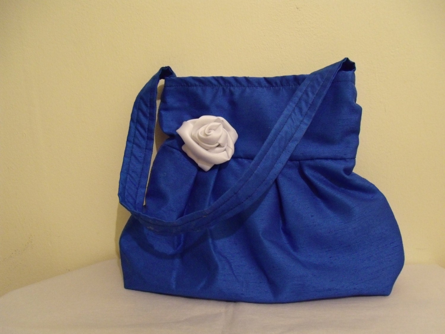 Set Of 6 Bridesmaids Gift, Blue Satin Taffeta Handbag, Free Blue Taffeta Ring Bearer Pillow,Free Shipping