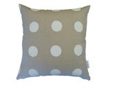 Cushion cover, pillow cover - linen hand printed from our 'GONE DOTTY' collection in white - spot dot