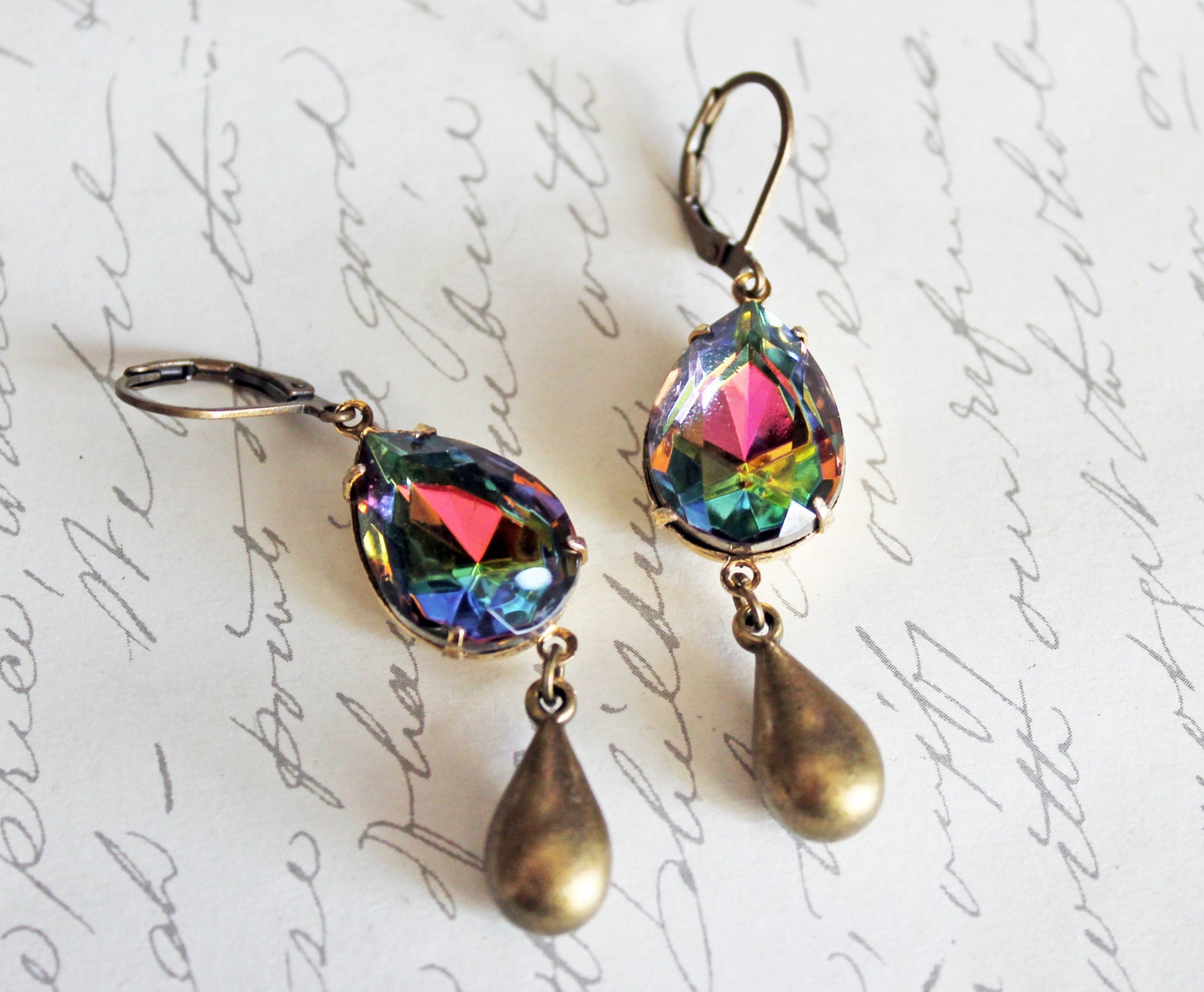 Vitral colored teardrop earrings