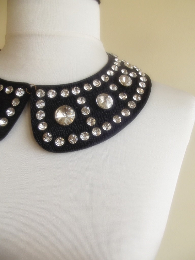 detachable imitation leather peter pan collar necklace beads bridal wedding christmas gift for her black nr. 43