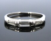 Platinum and Baguette Diamond Vintage ARt Deco Fine Wedding Band RGDI505D